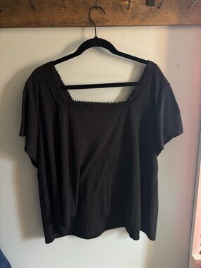 Old Navy Black Square-Neck Short Sleeve Blouse